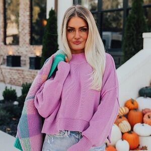 Autumn Charm Knit Sweater In Violet